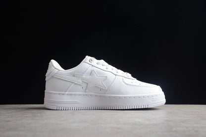BAPE Sta Low Top Sneakers - White Unisex Streetwear Limited Edition - Introducing the BAPE STA Low Top Sneakers in Triple White C a perfect blend of