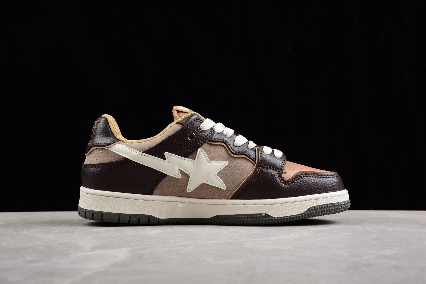 BAPE Sta Low-top Sneakers In And Beige - Brown Unisex Streetwear Limited Edition - **BAPE STA Low-Top Sneakers in Brown and Beige** Introducing the BAPE STA Low-Top Sneakers in