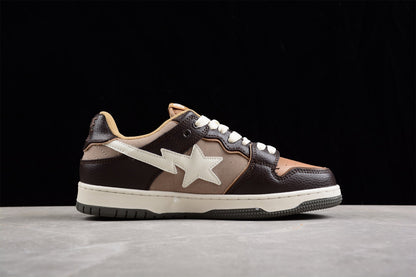 BAPE Sta Low-top Sneakers In And Beige - Brown Unisex Streetwear Limited Edition - **BAPE STA Low-Top Sneakers in Brown and Beige** Introducing the BAPE STA Low-Top Sneakers in