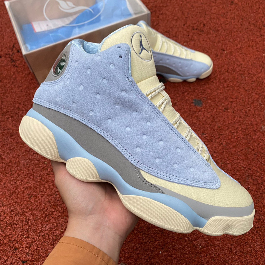 Jordan 13 - Blue Unisex Streetwear Limited Edition - The Air Jordan 13 Retro stands out in this unique pastel-inspired colorway, combining soft tones