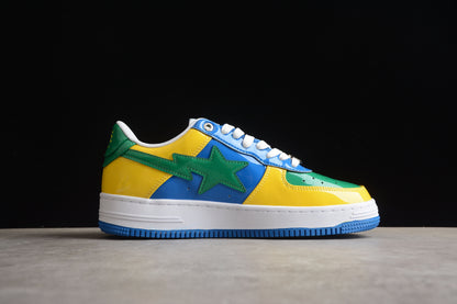 BAPE Sta Low-top Sneakers In Green, Blue, And Yellow Unisex Streetwear Limited Edition - **BAPE STA Low-Top Sneakers in Green, Blue, and Yellow** Introducing the BAPE STA Low-Top Sneakers
