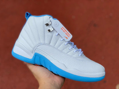 Jordan 12 Retro 'white - University Blue' Sneakers Unisex Streetwear Limited Edition - **Product Description: Air Jordan 12 Retro 'White/University Blue'** The Air Jordan 12 Retro 'White/University Bl