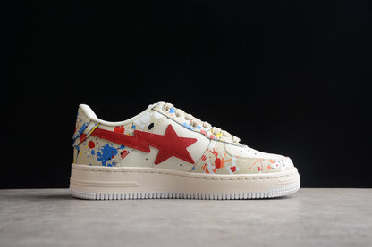 BAPE Sta Splatter Low-top Sneakers - Black Unisex Streetwear Limited Edition - **BAPE STA Splatter Low-Top Sneakers** Add a splash of vibrant creativity to your sneaker collection