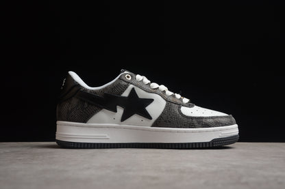 BAPE Sta Low-top Sneakers With Snakeskin Pattern - Black Unisex Streetwear Limited Edition - **BAPE STA Low-Top Sneakers with Black Snakeskin Pattern** Step up your sneaker game with the
