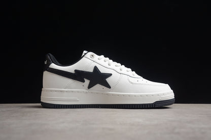 BAPE Sta Low-top White And Sneakers - Black Unisex Streetwear Limited Edition - **BAPE STA Low-Top White and Black Sneakers** Step into iconic style with the BAPE STA
