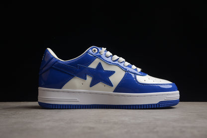 BAPE STA Low-Top Blue and White Patent Leather Sneakers - outsole - replica sneakers