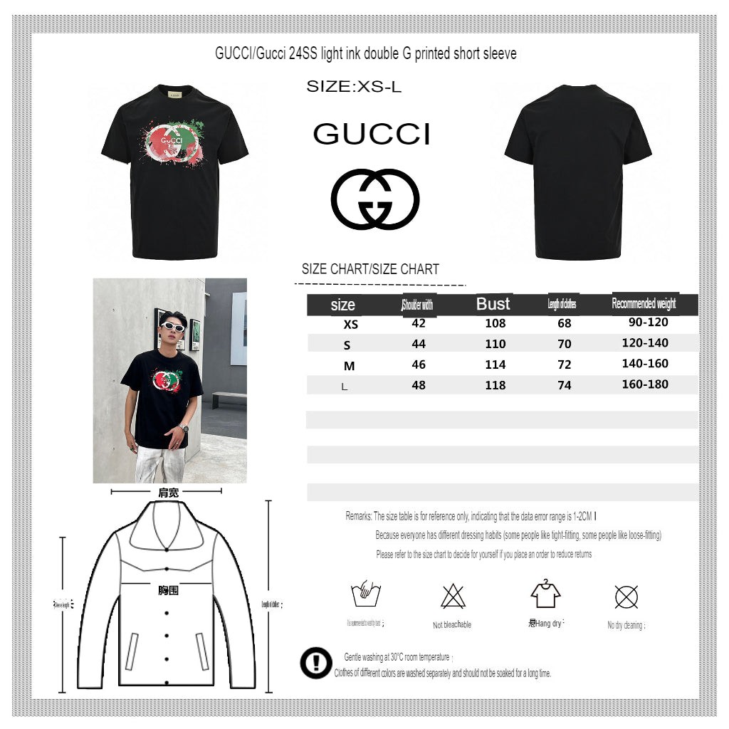 Camiseta Gucci con logo salpicado (negra)