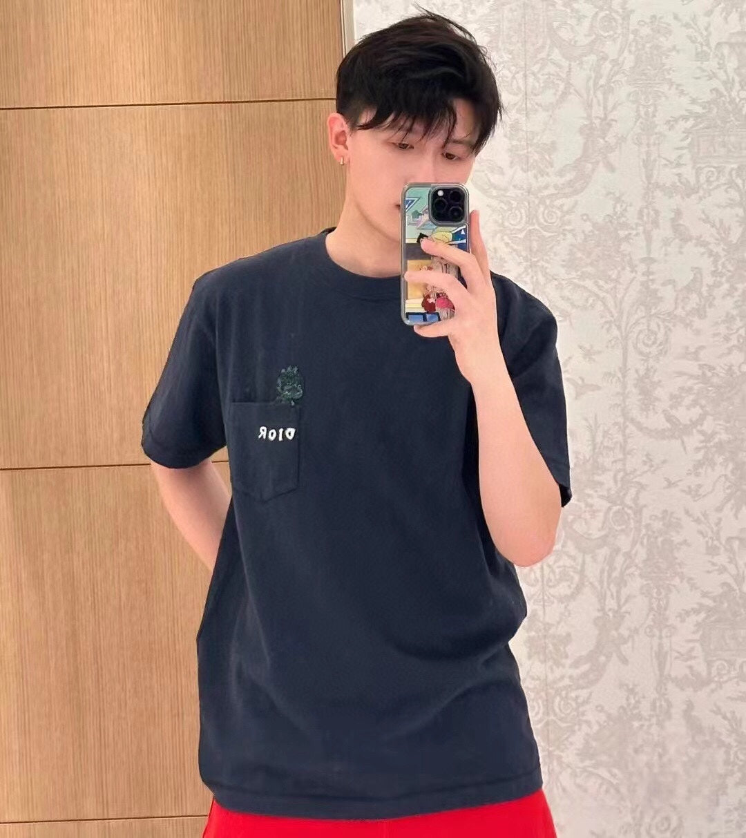 Camiseta Dior con bordado de lagarto - Negra