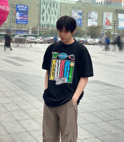 Camiseta Gucci con estampado de dibujos animados (negra)