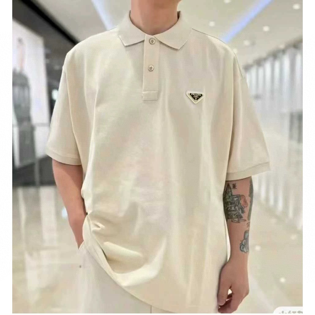 Prada Beige Polo Shirt - logo - replica sneakers