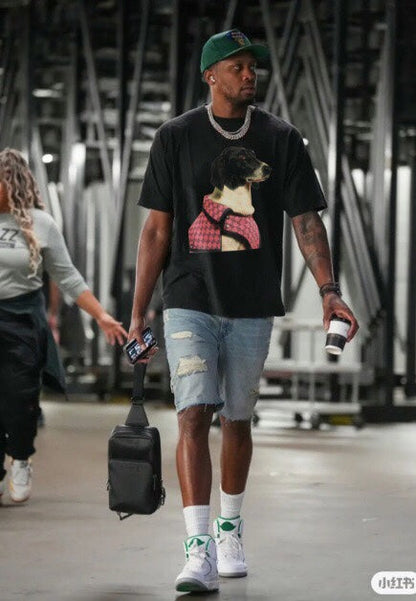 Camiseta Gucci con estampado de perro en negro