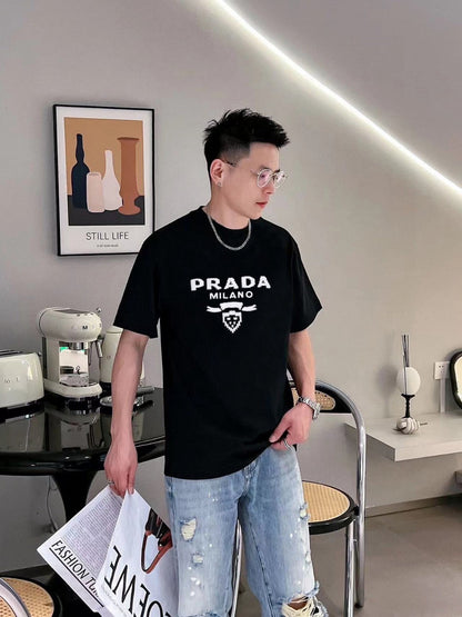 Prada Milano Black Emblem T-Shirt - logo - replica sneakers