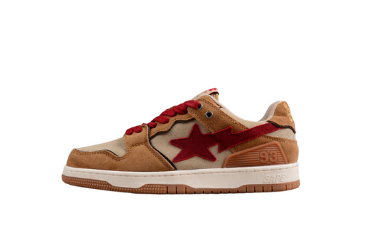 BAPE Sta Low-top Sneakers In And Brown - Red Unisex Streetwear Limited Edition - **BAPE STA Low-Top Sneakers in Red and Brown** Unleash a burst of color with the