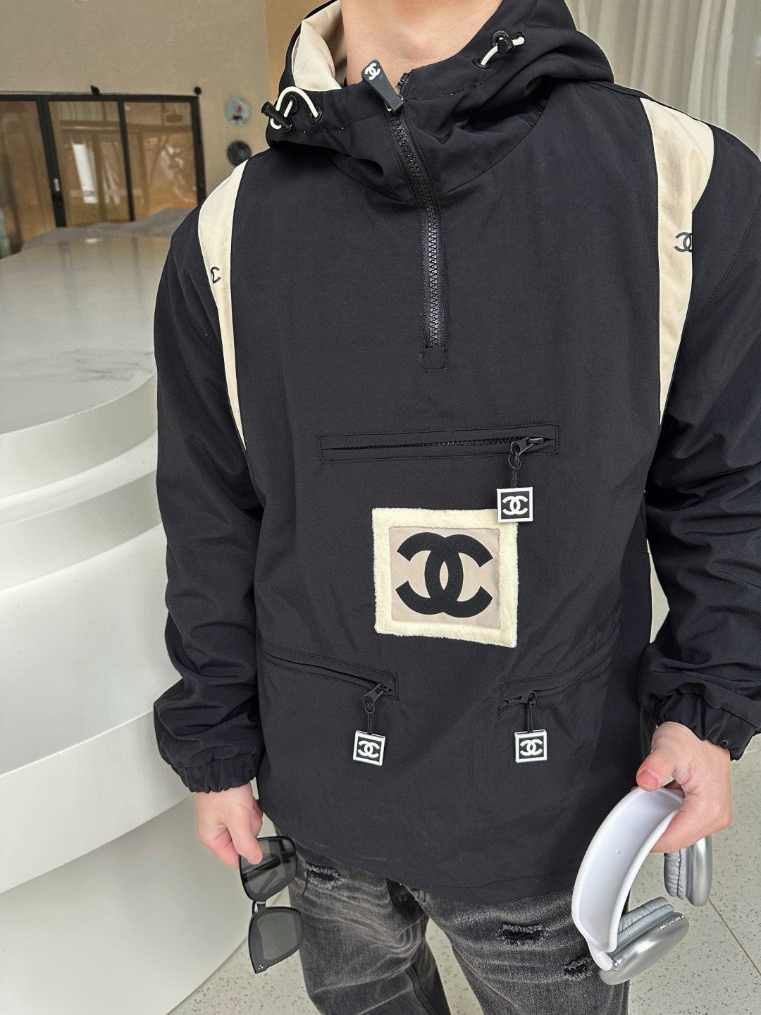 Chanel Two-Tone Hooded Jacket - logo - replica sneakers