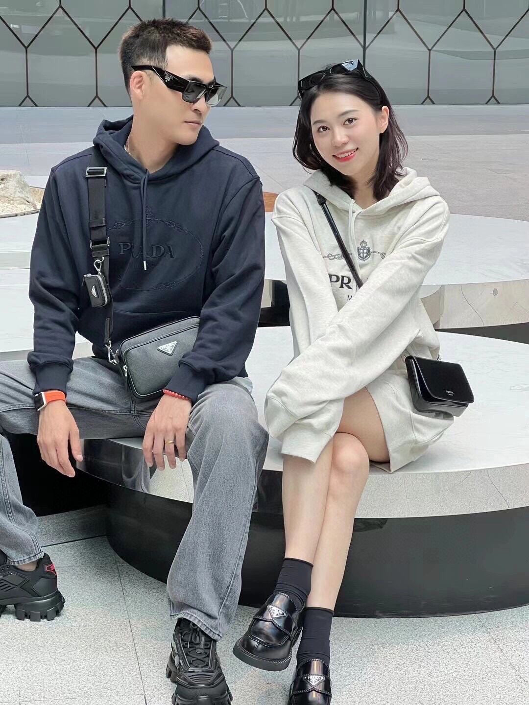 Prada Milano Grey Hoodie - logo - replica sneakers