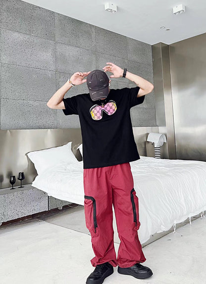 Camiseta gráfica con gafas de sol Gucci - Negra