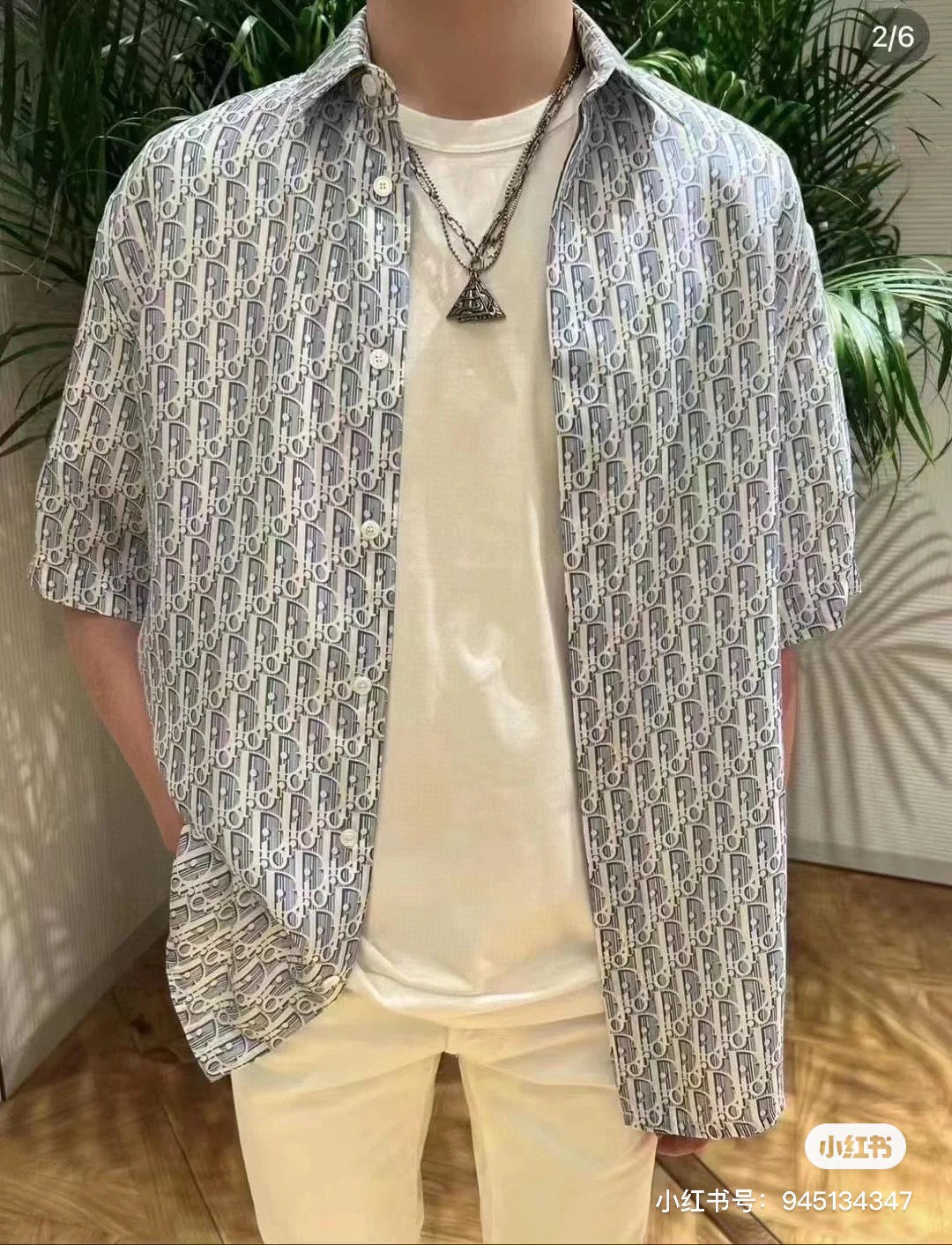 Camisa Dior con estampado de monograma (Gris)