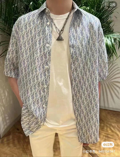 Camisa Dior con estampado de monograma (Gris)