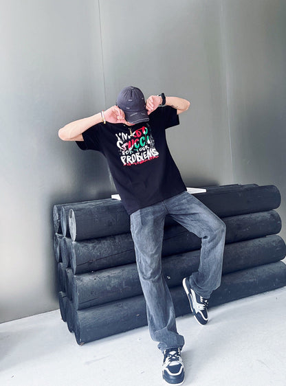 T-shirt Gucci 'Je suis trop Gucci pour tes problèmes' - Noir