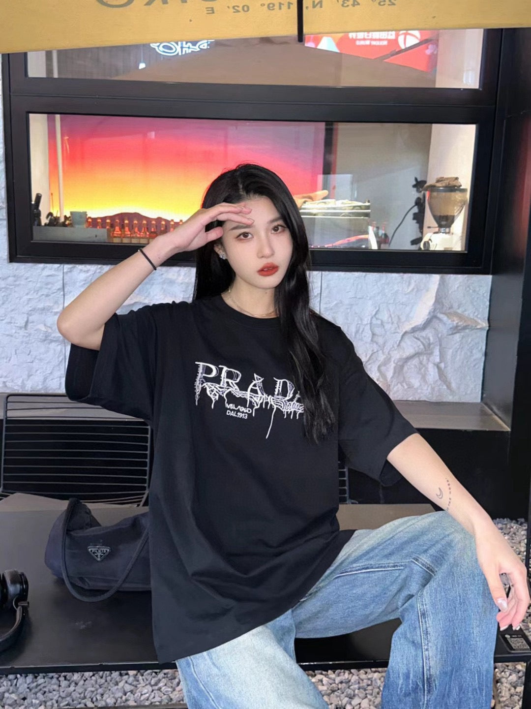 Prada Graphic Logo T-Shirt (Black) - logo - replica sneakers