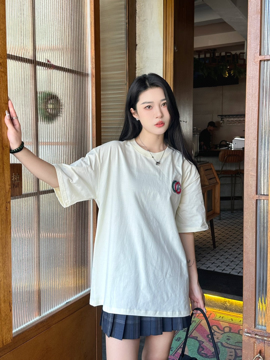 T-shirt Gucci en coton avec logo GG crème