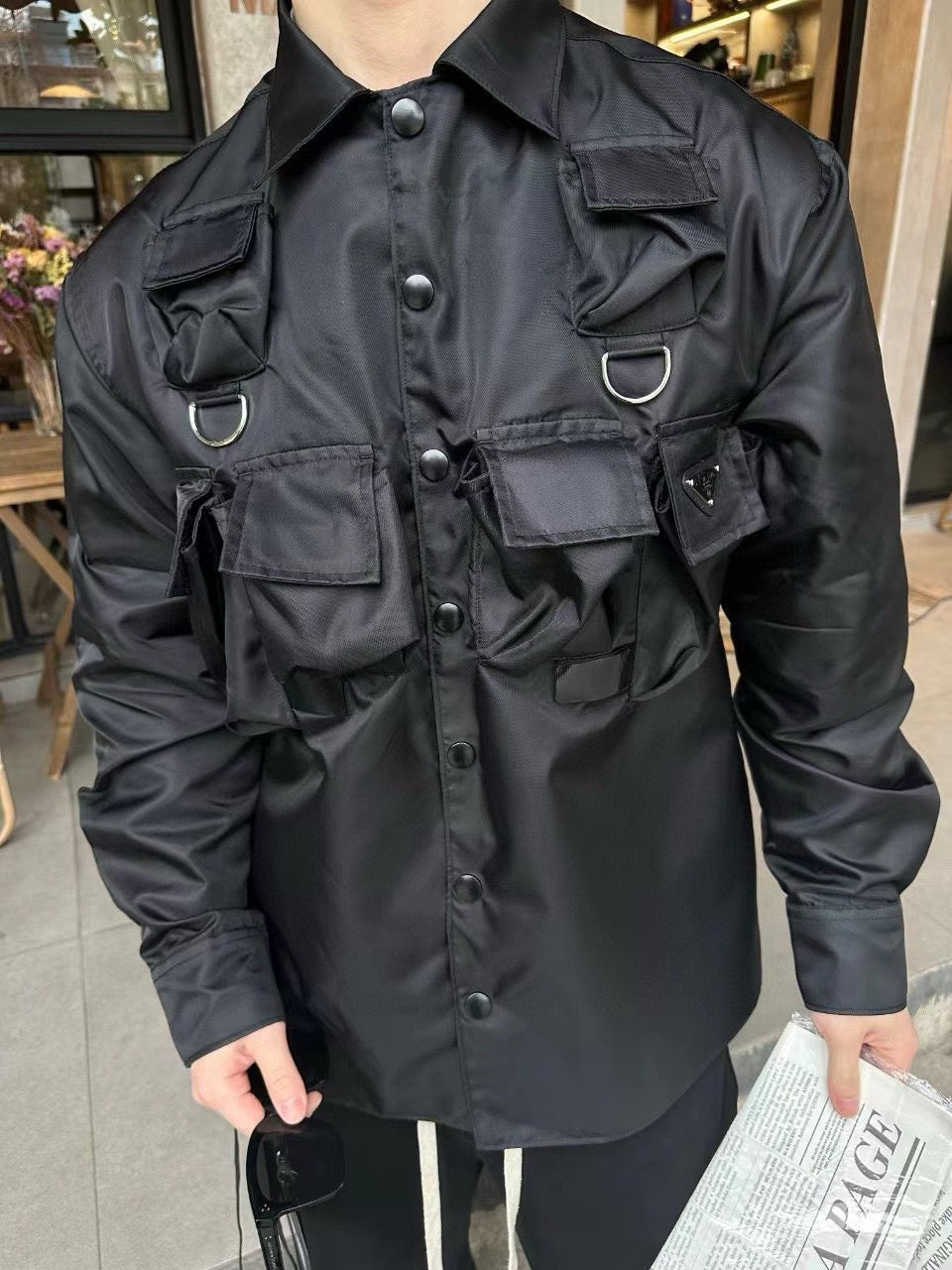 Prada Military Style Jacket - Black - logo - replica sneakers