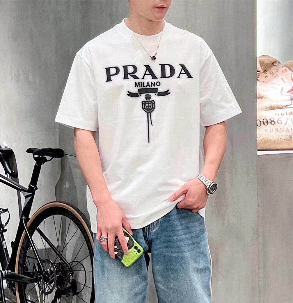 Prada Milano White Emblem T-Shirt - logo - replica sneakers