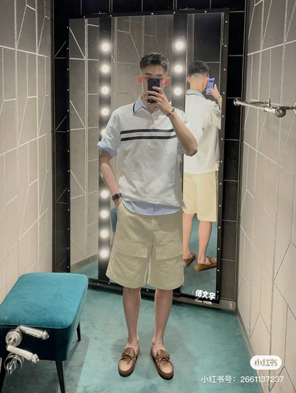 Polo Gucci con logo a rayas (Blanco)