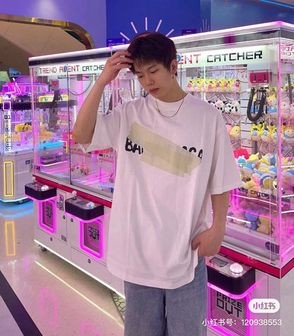 Camiseta Balenciaga con logo de cinta (blanca)