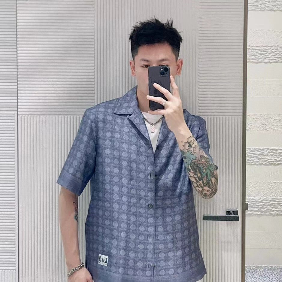 Dior Geometric Pattern Short Sleeve Shirt - Red Unisex Streetwear Limited Edition - This Dior short sleeve shirt exudes sophistication and modern elegance. Crafted from high-quality fabric, the