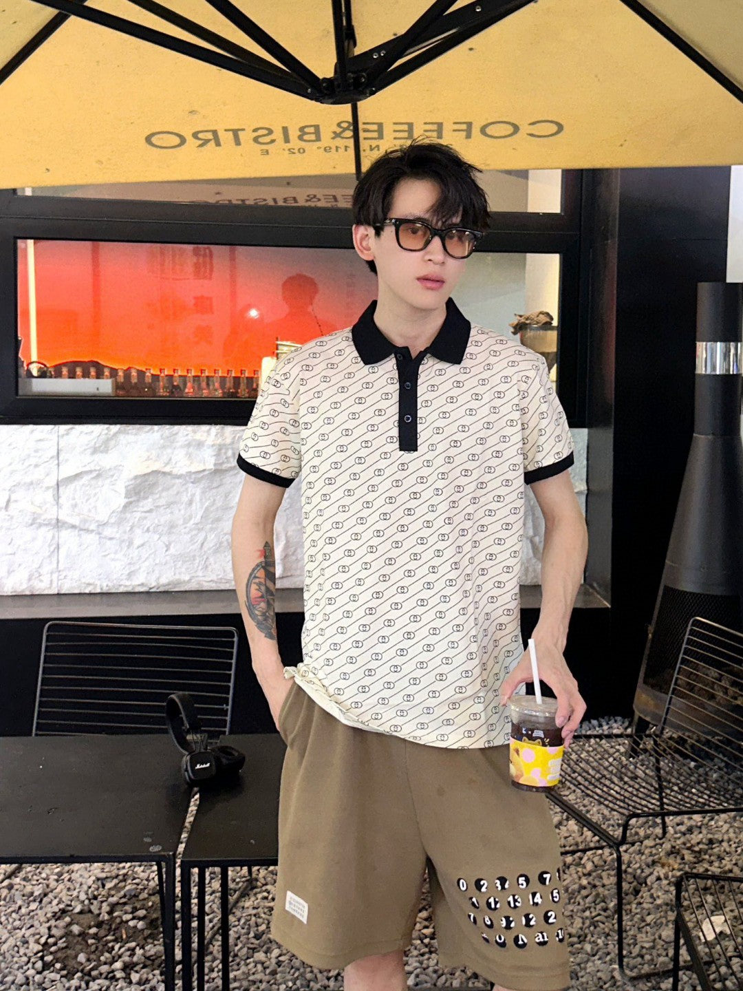 Gucci Beige GG Pattern Polo Shirt - logo - replica sneakers