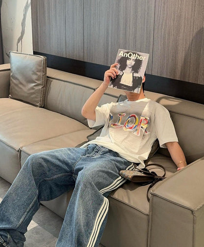 Camiseta con el logo artístico de Dior (blanca)