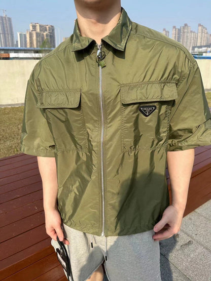 Prada Olive Green Short-Sleeve Jacket - logo - replica sneakers