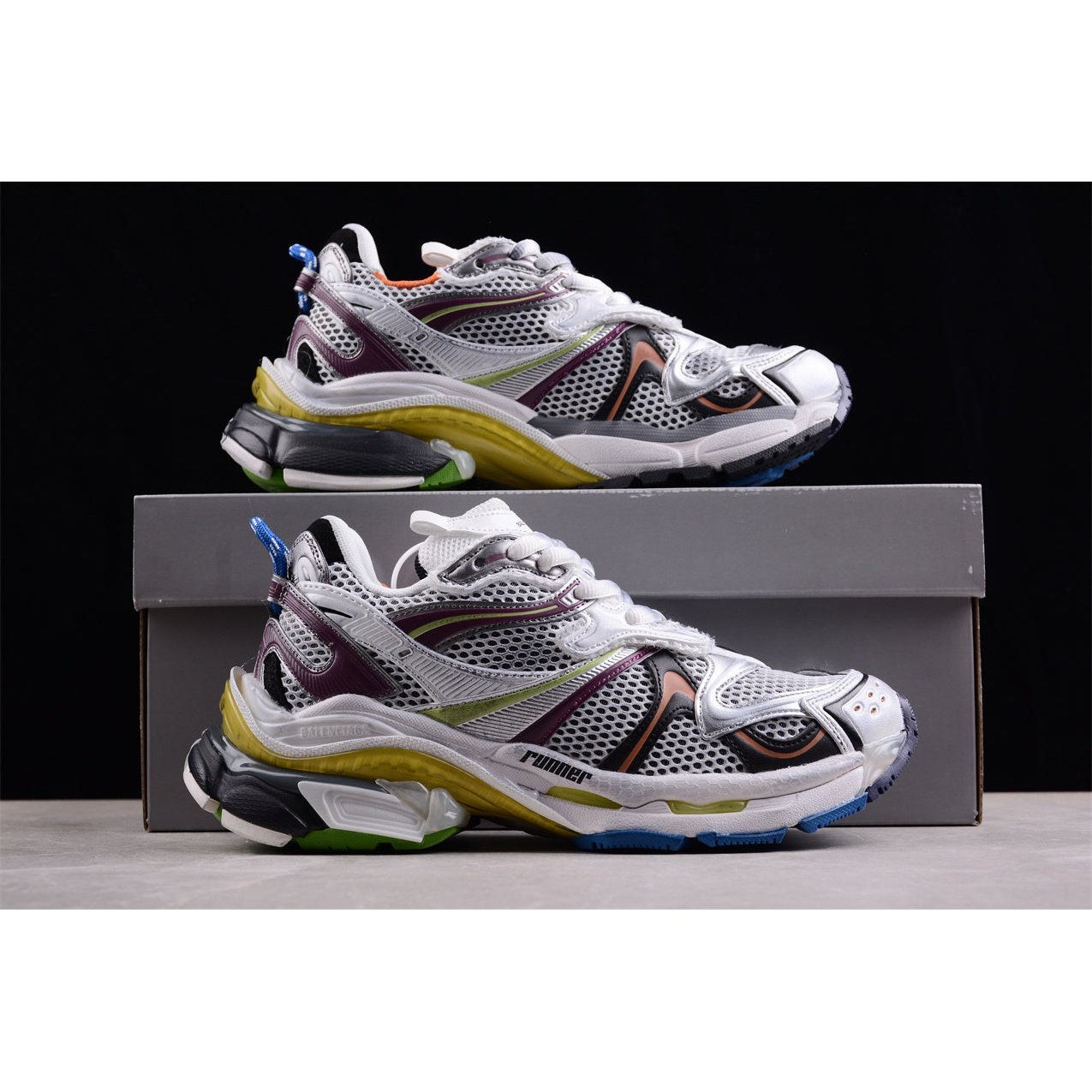 BALENCIAGA Runner - Multicolored Sneakers Unisex Streetwear Limited Edition - Introducing the BALENCIAGA Runner in Multicolored, a dynamic blend of style and performance. These sneakers