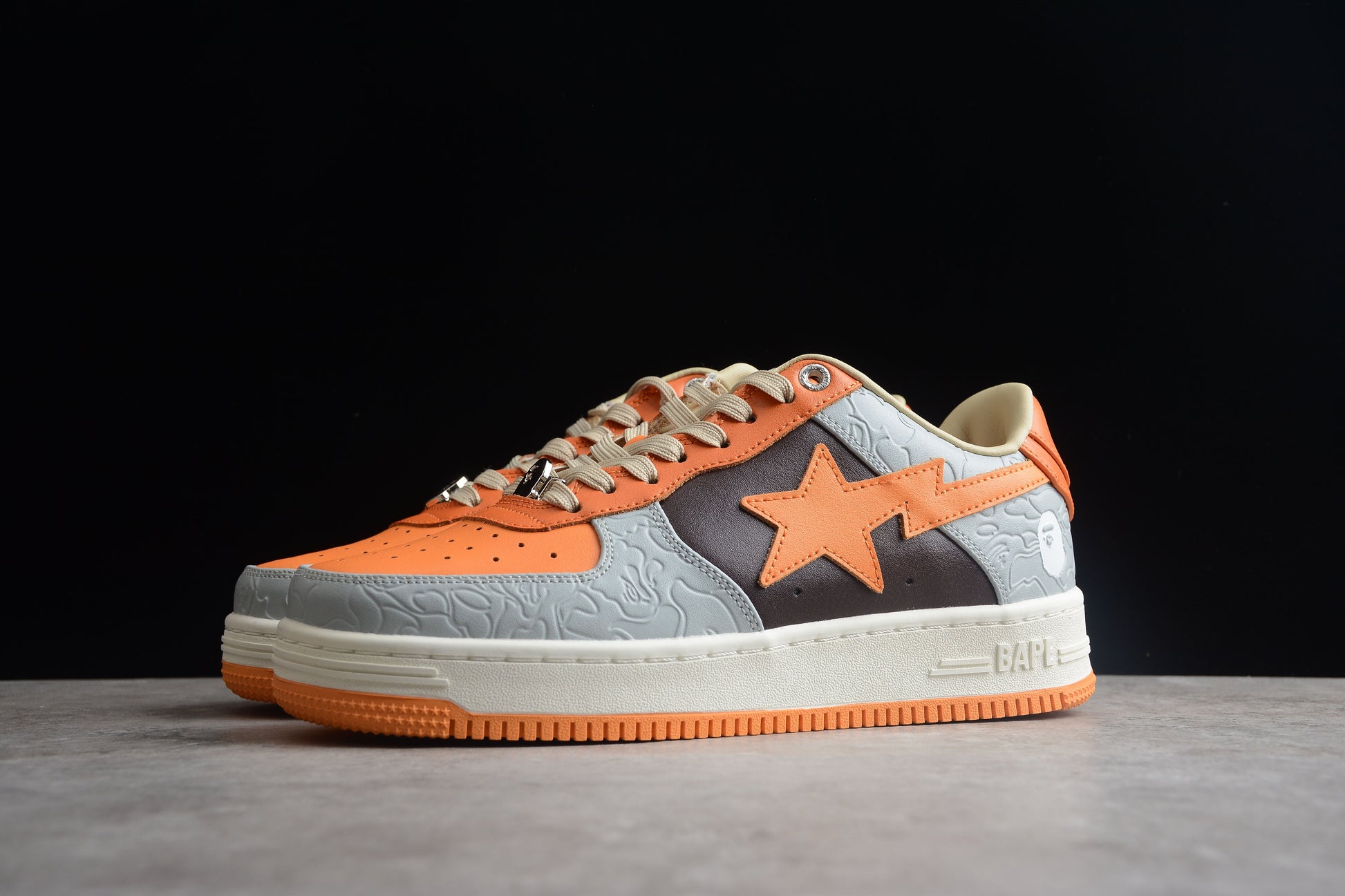 BAPE Sta Low-top And Grey Sneakers - Orange Unisex Streetwear Limited Edition - **BAPE STA Low-Top Orange and Grey Sneakers** Step into bold style with the BAPE STA