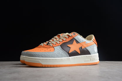 BAPE Sta Low-top And Grey Sneakers - Orange Unisex Streetwear Limited Edition - **BAPE STA Low-Top Orange and Grey Sneakers** Step into bold style with the BAPE STA
