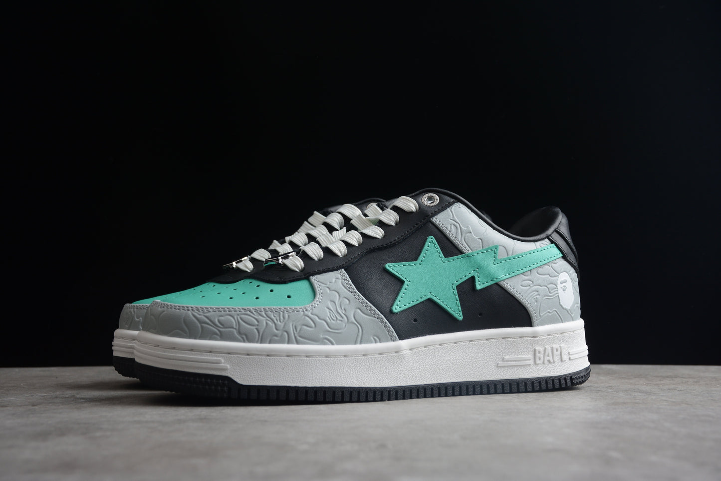BAPE Sta Low-top Aqua And Sneakers - Grey Unisex Streetwear Limited Edition - **BAPE STA Low-Top Aqua and Grey Sneakers** Unleash your style potential with the BAPE STA