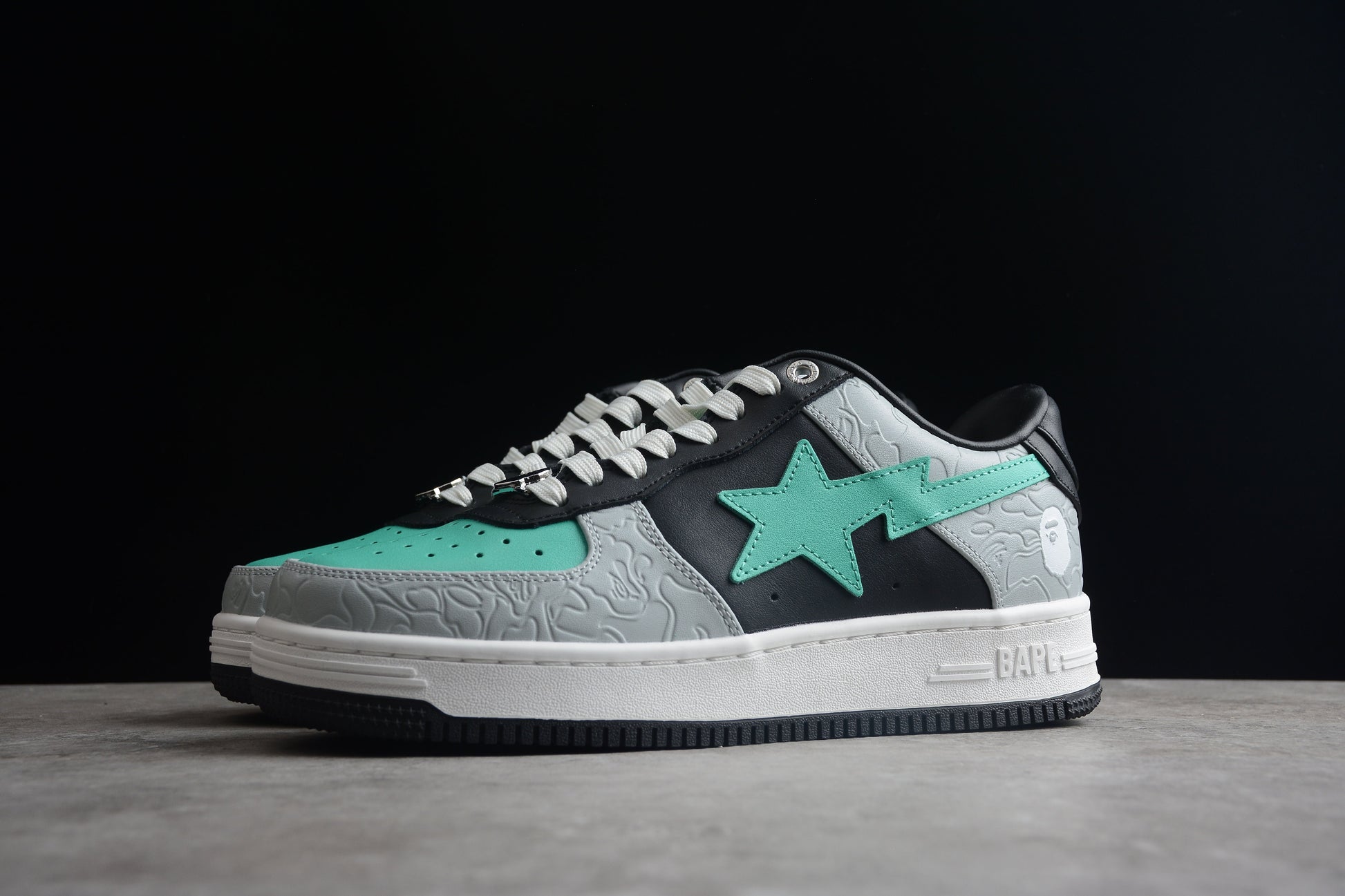 BAPE Sta Low-top Aqua And Sneakers - Grey Unisex Streetwear Limited Edition - **BAPE STA Low-Top Aqua and Grey Sneakers** Unleash your style potential with the BAPE STA