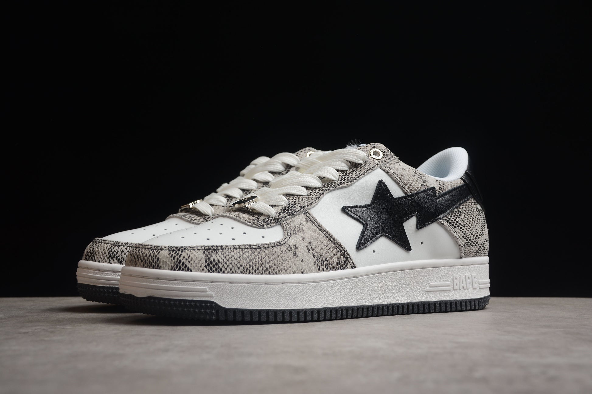 BAPE Sta Low-top Sneakers With Snakeskin Pattern - Black Unisex Streetwear Limited Edition - **BAPE STA Low-Top Sneakers with Snakeskin Pattern** Introducing the BAPE STA Low-Top Sneakers with Snakesk