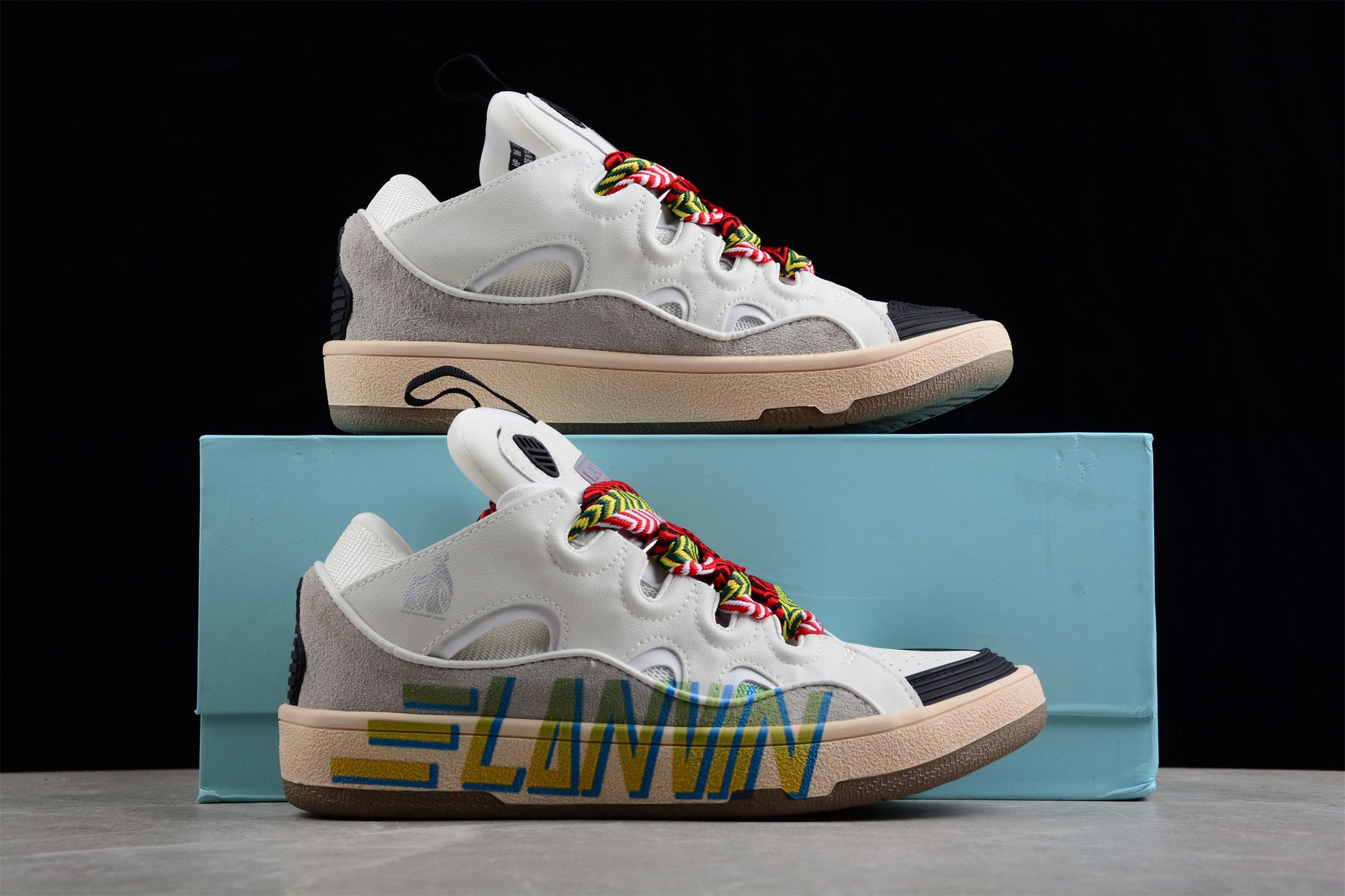 Low Top Sneakers With Multicolor Laces - White Unisex Streetwear Limited Edition - ### White Low Top Sneakers with Multicolor Laces Step into a world of vibrant style