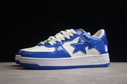 BAPE STA Low-Top Blue and White Patent Leather Sneakers - insole - replica sneakers