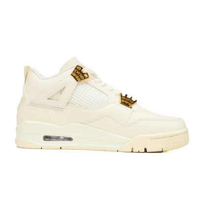JORDAN 4 - Metallic Gold Sneakers - Red Unisex Streetwear Limited Edition - Step into the realm of luxury with the Jordan 4 x Metallic Gold, a fusion