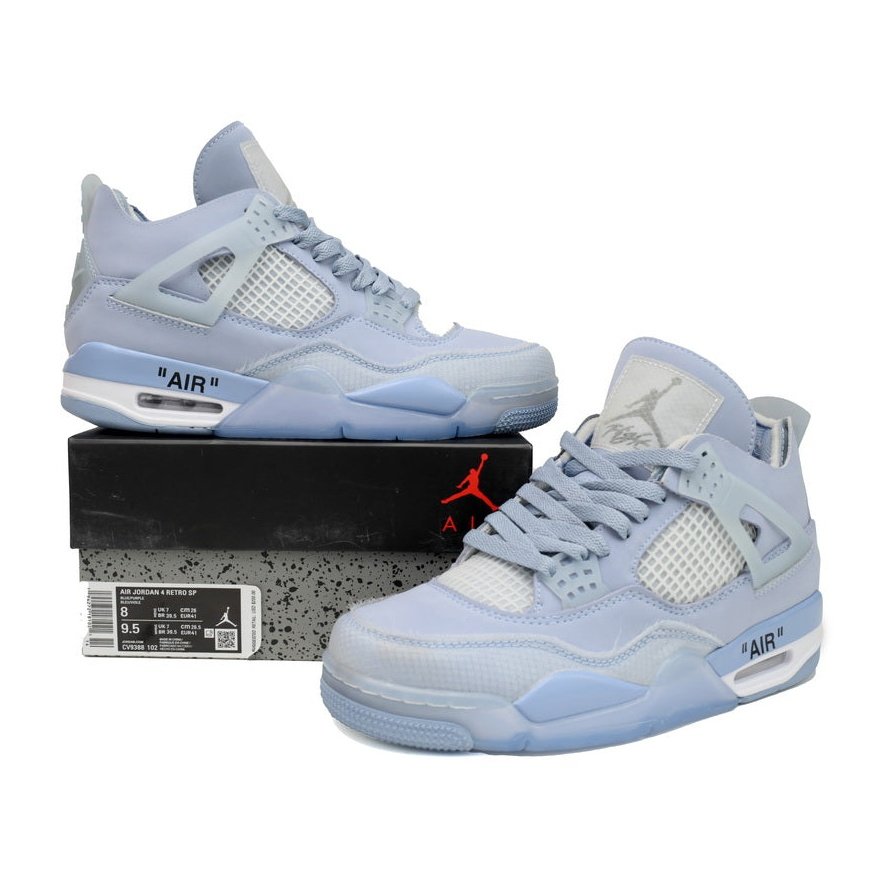 JORDAN 4 - Off-white Arctic Sneakers Unisex Streetwear Limited Edition - Introducing the epitome of style and innovation: the Jordan 4 x Off-White Arctic. Fusing Jordan's