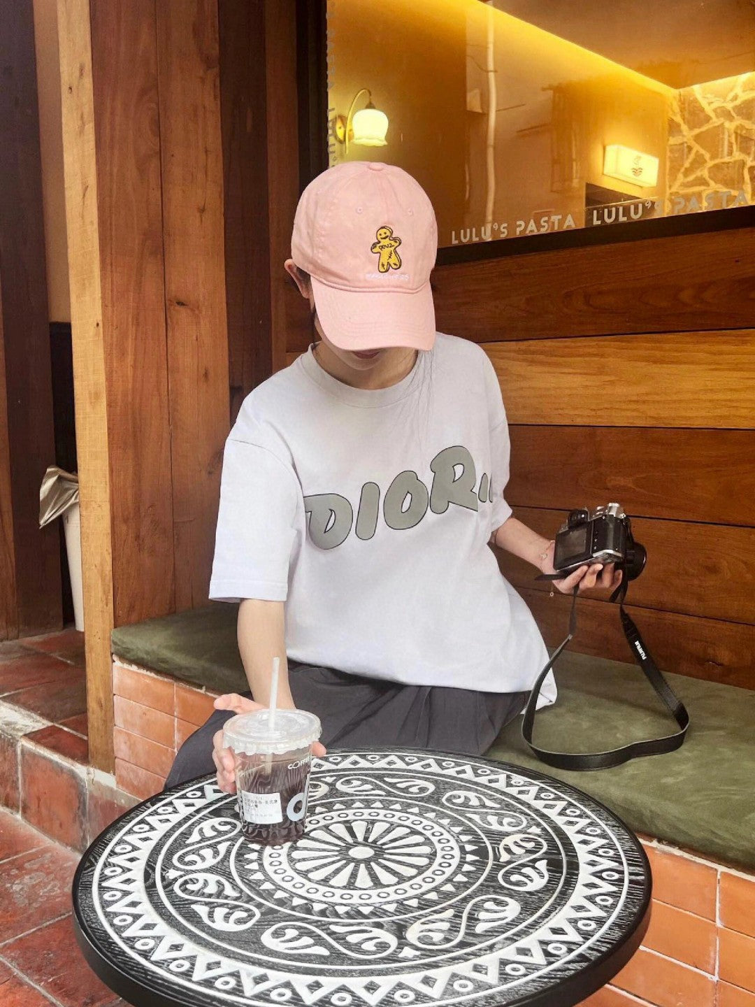 T-shirt blanc Dior à logo gris, taille oversize