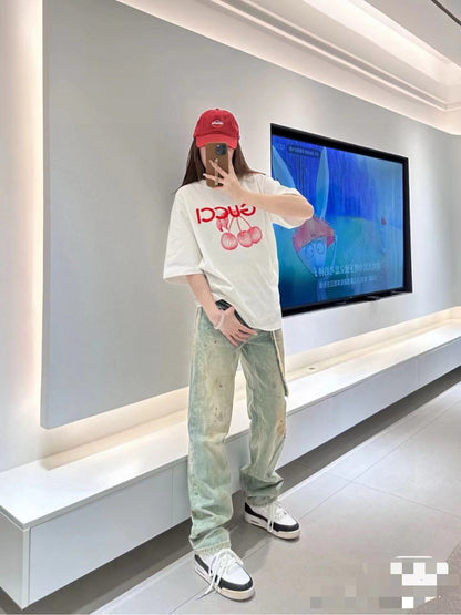 Camiseta Gucci con estampado de cerezas (blanca)