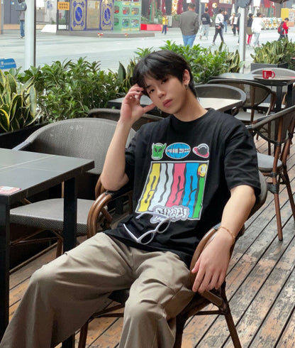 Camiseta Gucci con estampado de dibujos animados (negra)