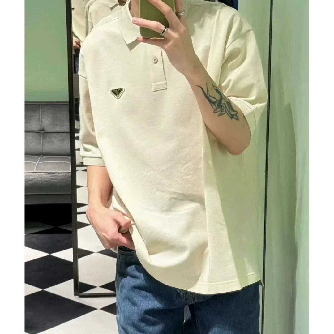 Prada Beige Polo Shirt - logo - replica sneakers