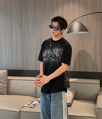 Camiseta con el logo artístico de Dior (negra)