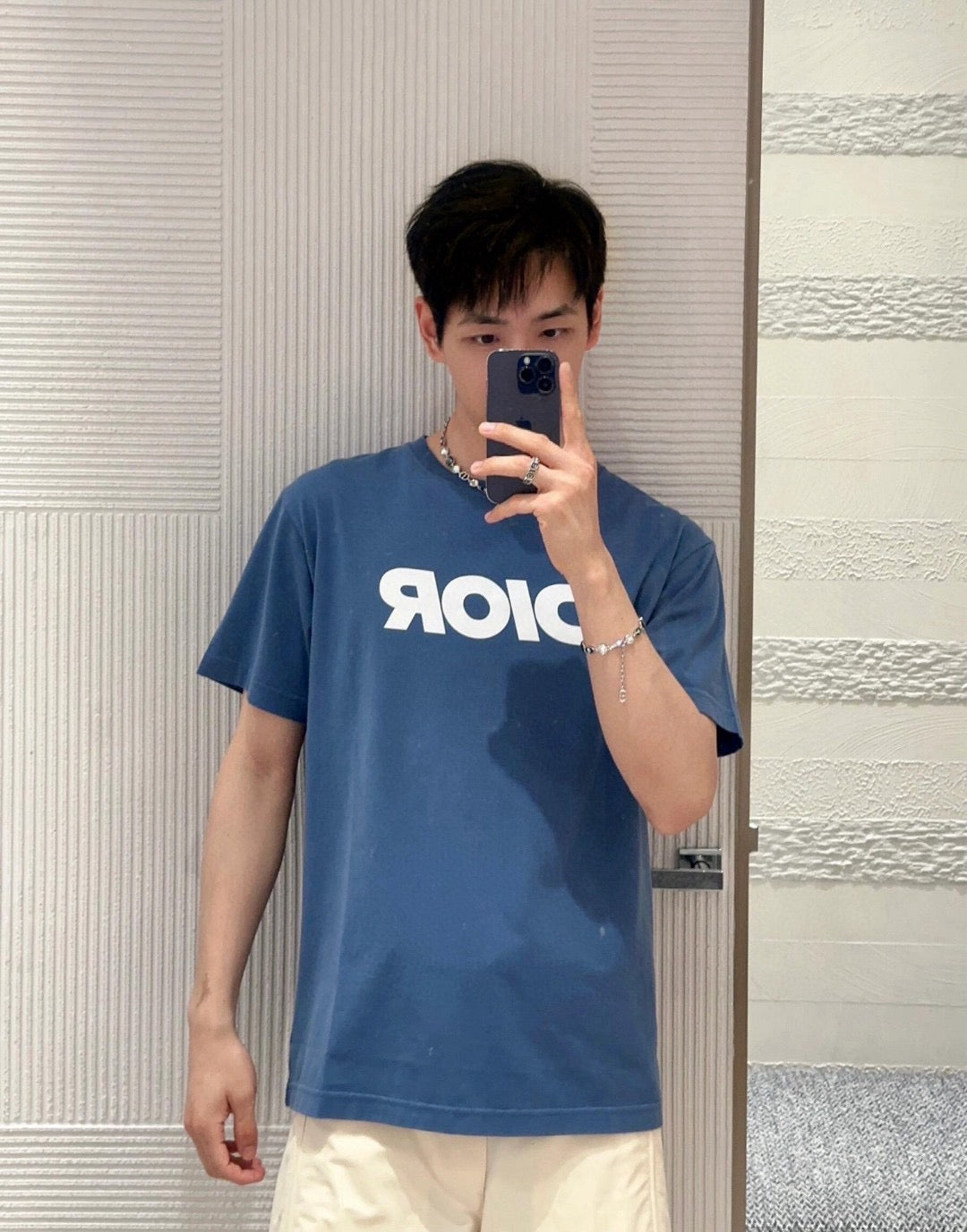 T-shirt Dior avec logo classique (bleu)