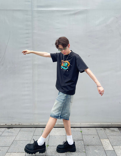 Camiseta negra con logo multicolor de Dior